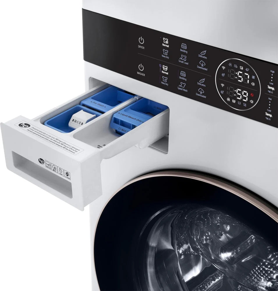White Front Load Washer & Dryer Stacked Unit N63032