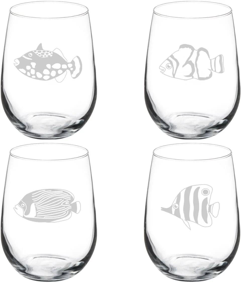 Set of 4 Stemless Wine Glass 17 oz L573