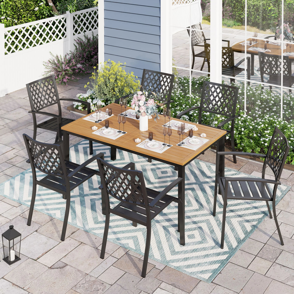 7-Piece Outdoor Patio Dining Set Metal Chairs and Table Set S929291