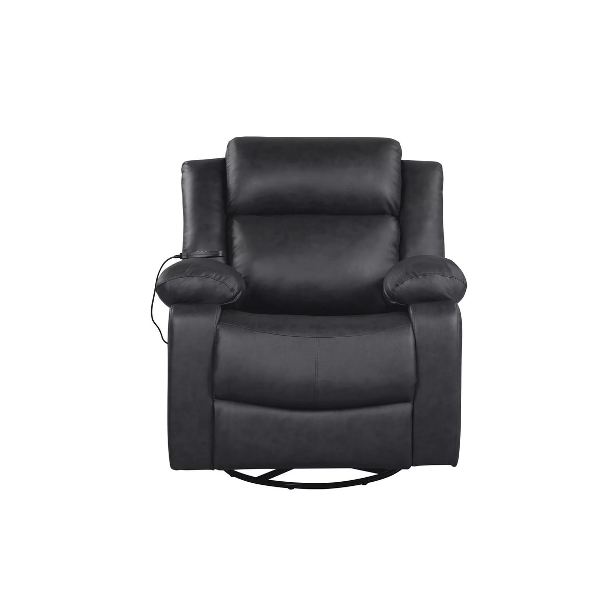 Black Faux Leather Swivel Recliner with Massage and Heat H96272