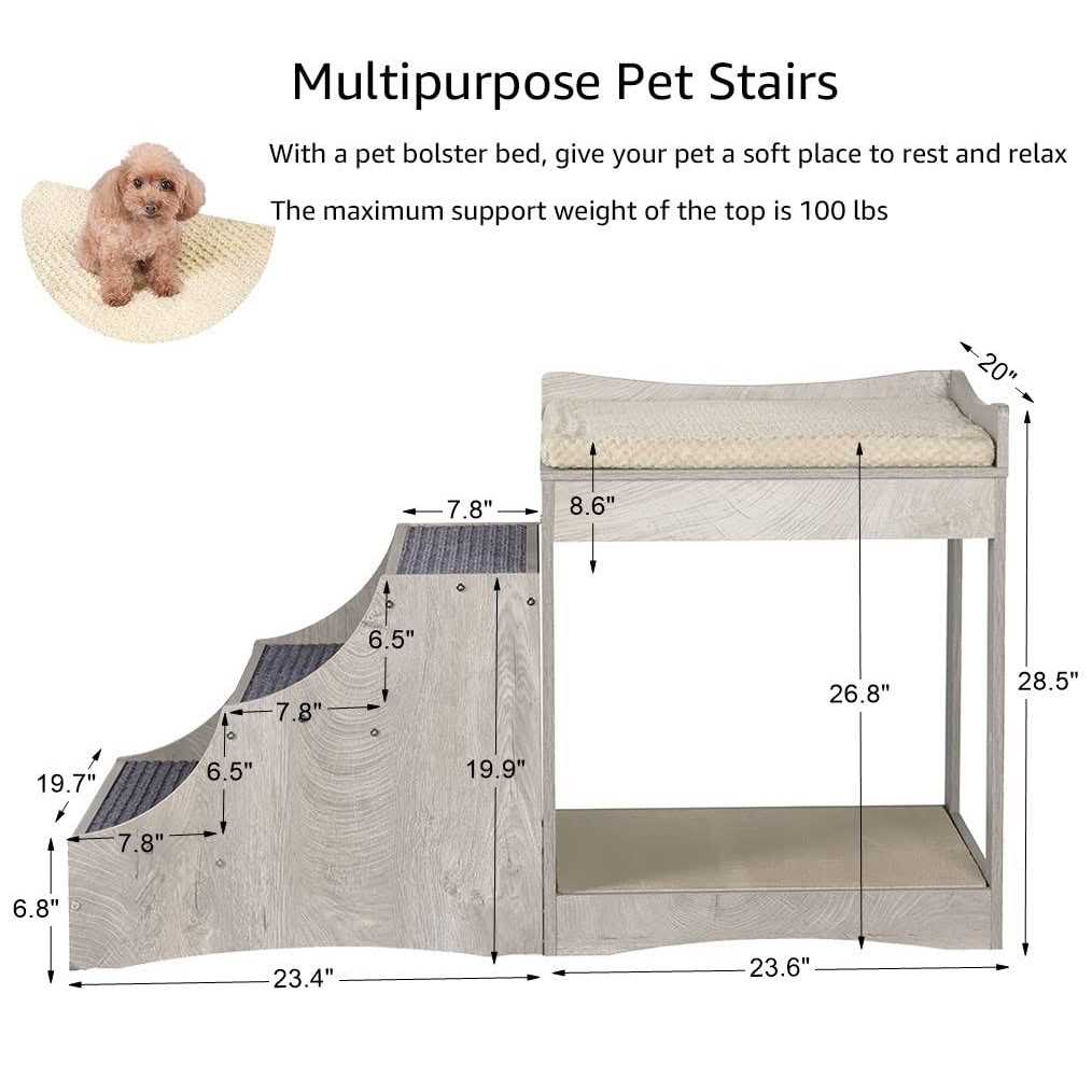 Pet Bunk Bed with Removable Step and Cushion O19567