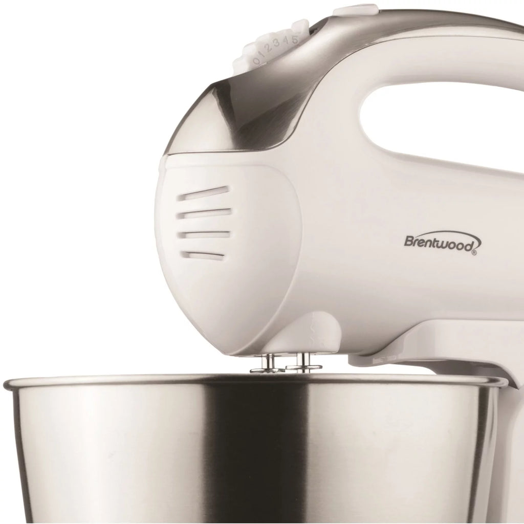 5 Speed Stand Mixer with Stainless Steel Bowl in White Z35613