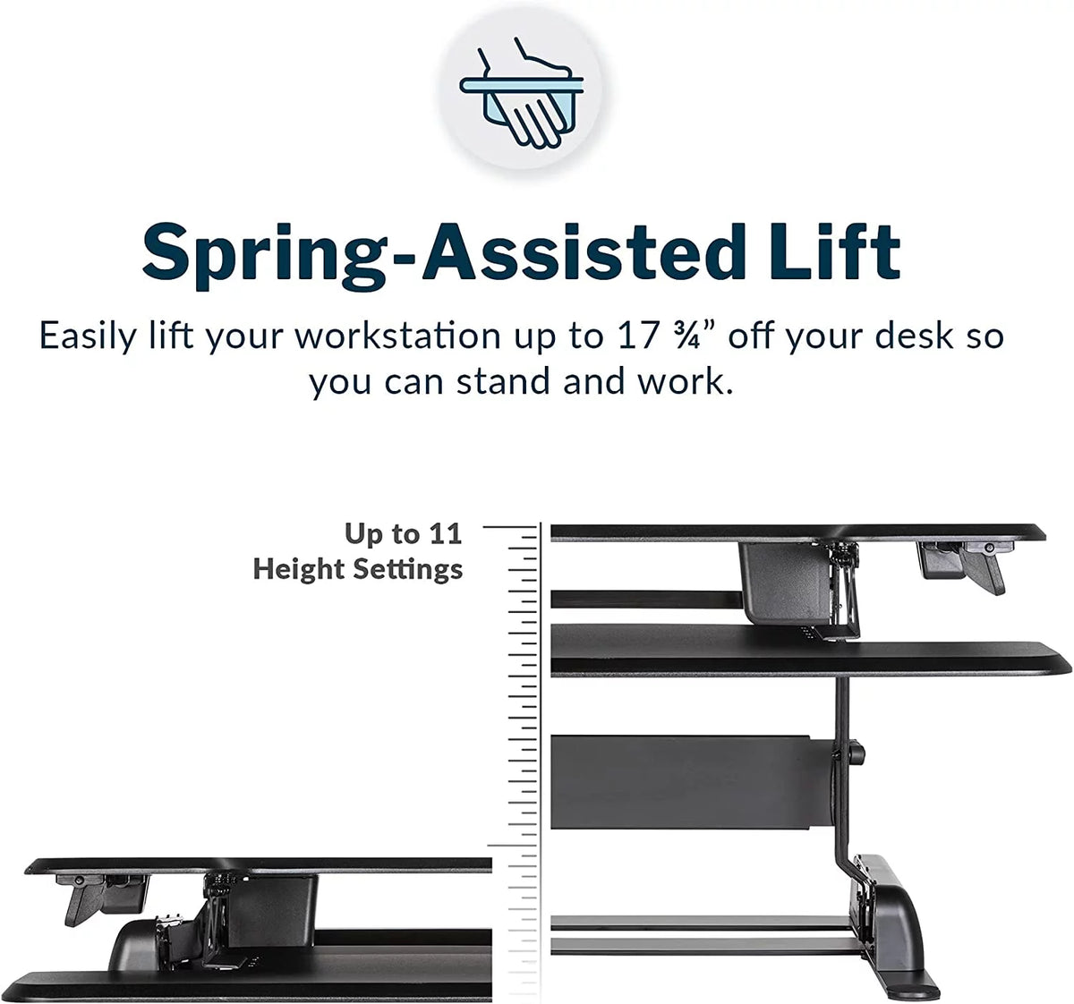 Adjustable 2-Tier Standing Desk Converter Black A642