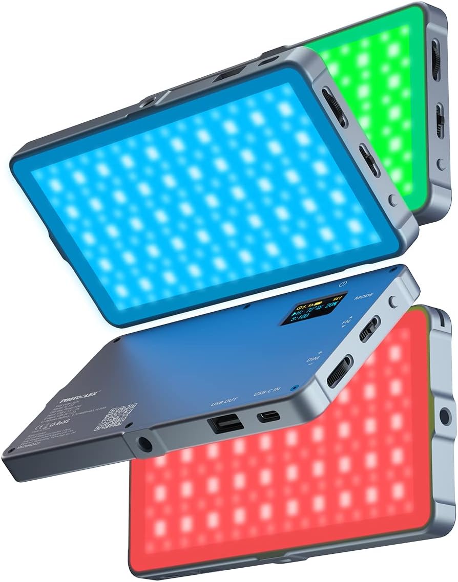 RGB LED Video Light Panel 10000mAh Rechargeable 18.5W 3200-5600K M173