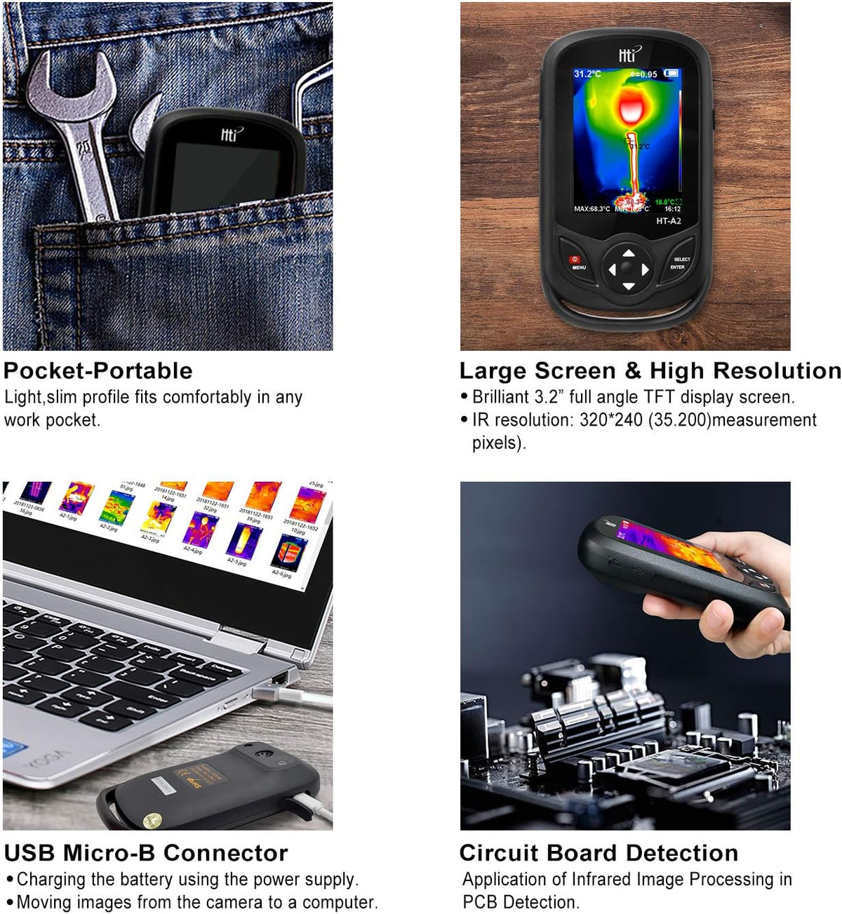 320 x 240 IR Resolution Thermal Camera with 76800 Pixels S4801