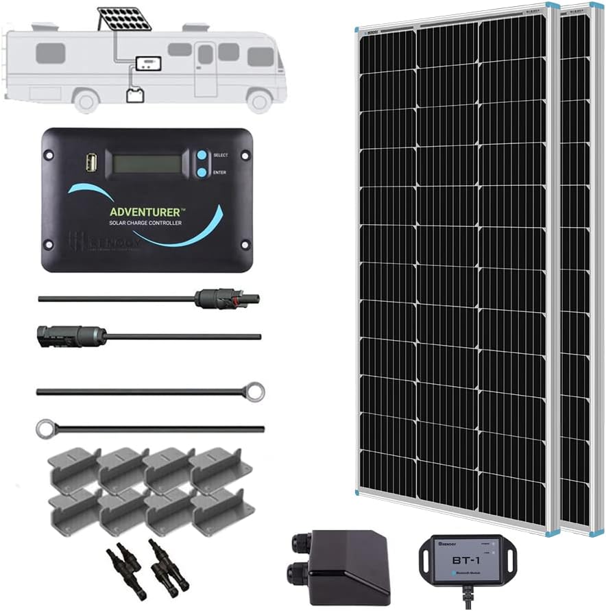 100 Watts 12 Volts Monocrystalline Solar RV Kit with 30A PWM Charge Controller B363002