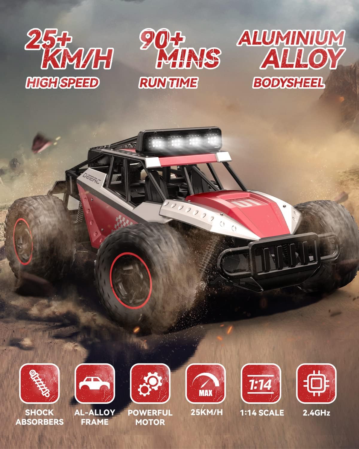 1:14 Scale 2WD Remote Control Off Road RC Car with Two Rechargeable Batteries H886