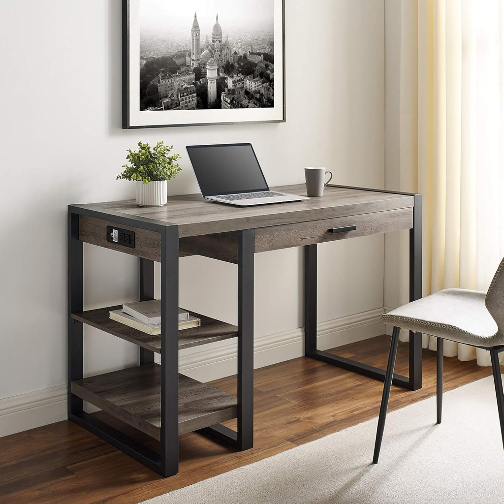 48 Inch Grey Wash Computer Gaming Desk with Storage Z46342