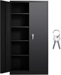 Tall Gray Locking Steel Storage Cabinet with Shelves Q422