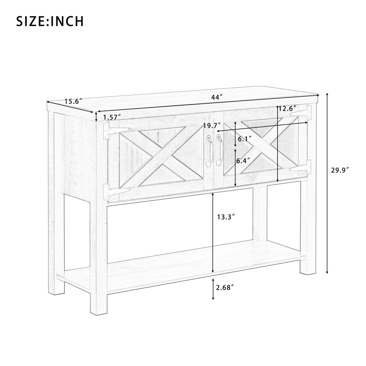 44x22 TV Stand Console with Storage and Shelf H294
