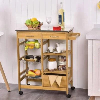 Kitchen Cart with Stainless Steel Top Y593712
