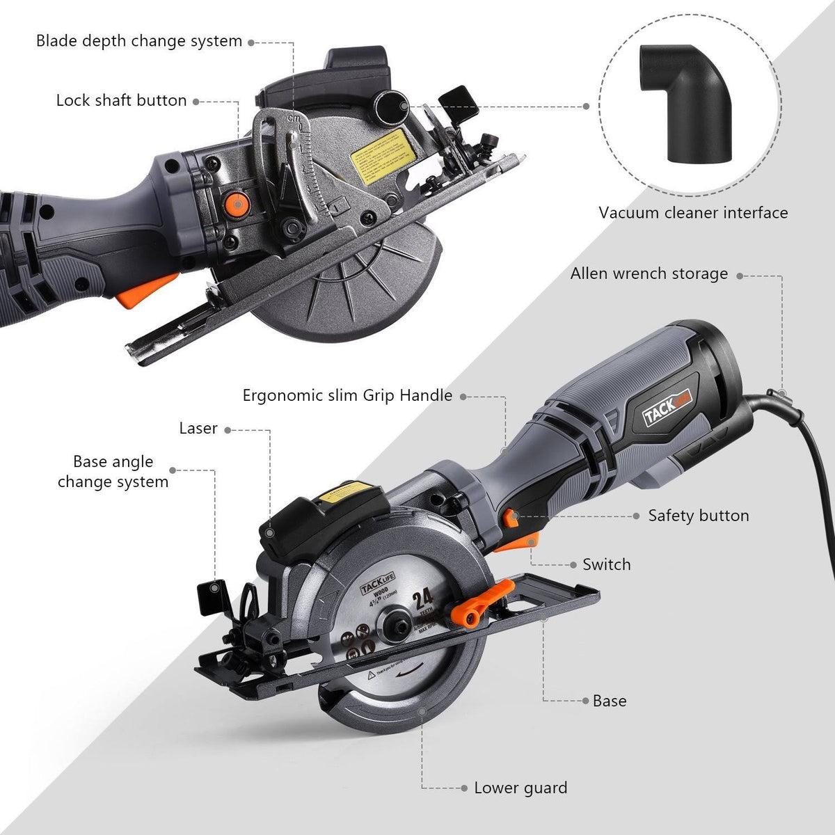 Circular Saw with Metal Handle, 6 Blades, Laser Guide M91775