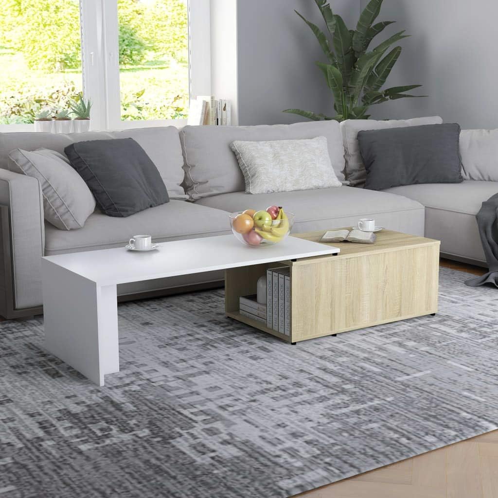 Coffee Table with Storage Cabinet Chipboard Side Table Concrete Gray U303291