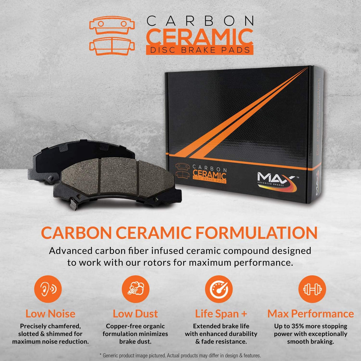 Max Brakes Premium OE Rotors with Carbon Ceramic Pads C336
