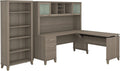 72W L Shaped Sit to Stand Desk with Hutch and Bookcase B9142
