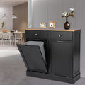 Double Tilt Out Trash Cabinet with Two Wood Drawers, Gray B59326