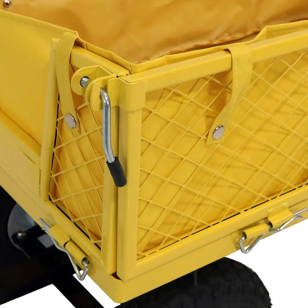 Yellow Utility Cart with Folding Sides and Liner Set M5652