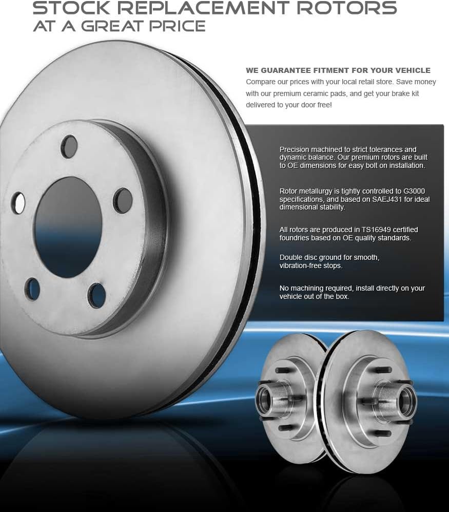 292 mm 5 Lug Brake Disc Rotors + Ceramic Brake Pads + Hardware F272