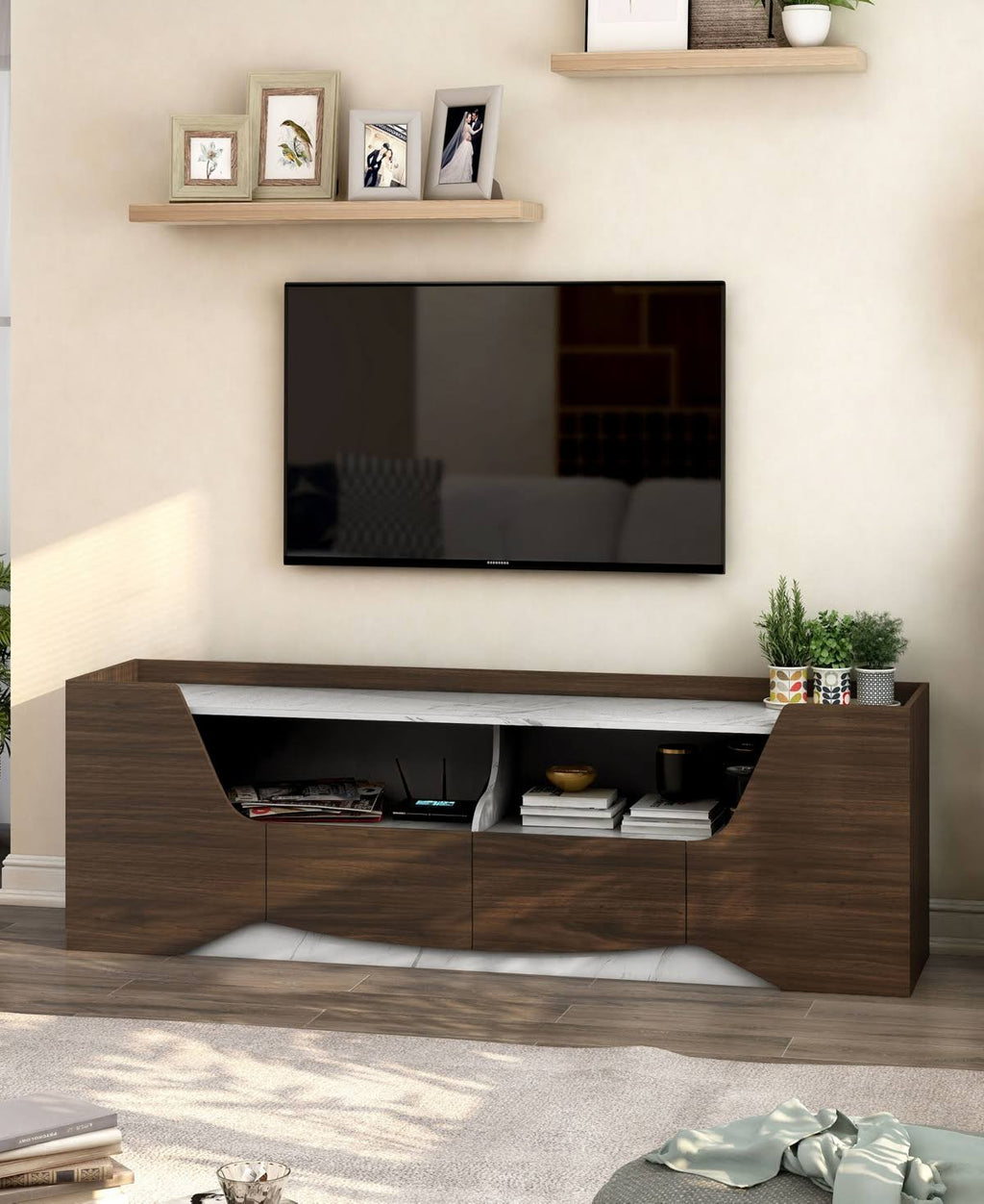 Wenge Brown Floating TV Stand L4363