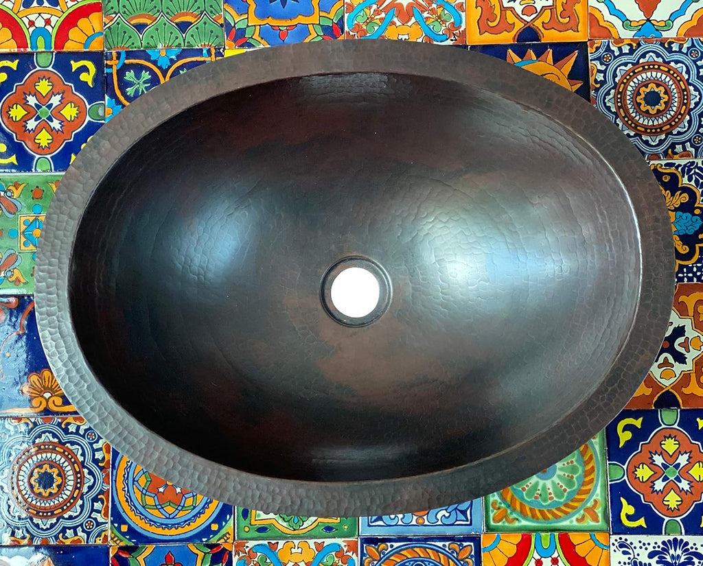 19 x 14 Oval Copper Bathroom Sink Hand Hammered Dual Mount X166