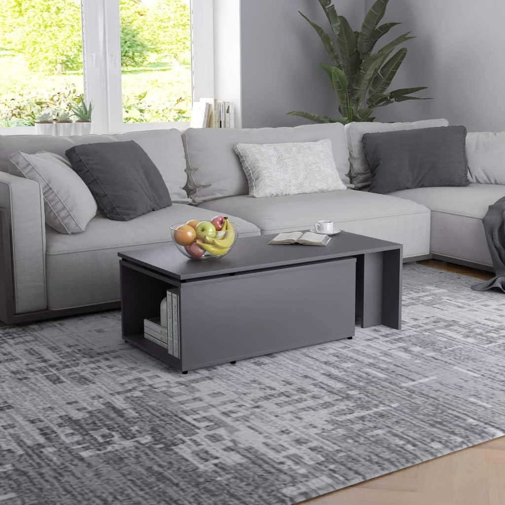Coffee Table with Storage Cabinet Chipboard Side Table Concrete Gray U303291