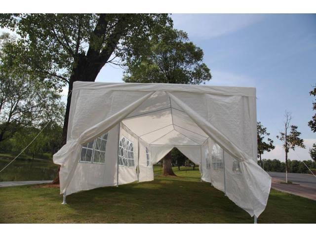 White Outdoor Gazebo Canopy Tent with Removable Walls S55412