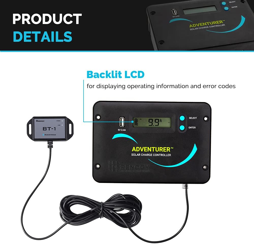 100 Watts 12 Volts Monocrystalline Solar RV Kit with 30A PWM Charge Controller B363002