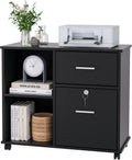 Black Wood File Cabinet with Lock and Drawers I26641