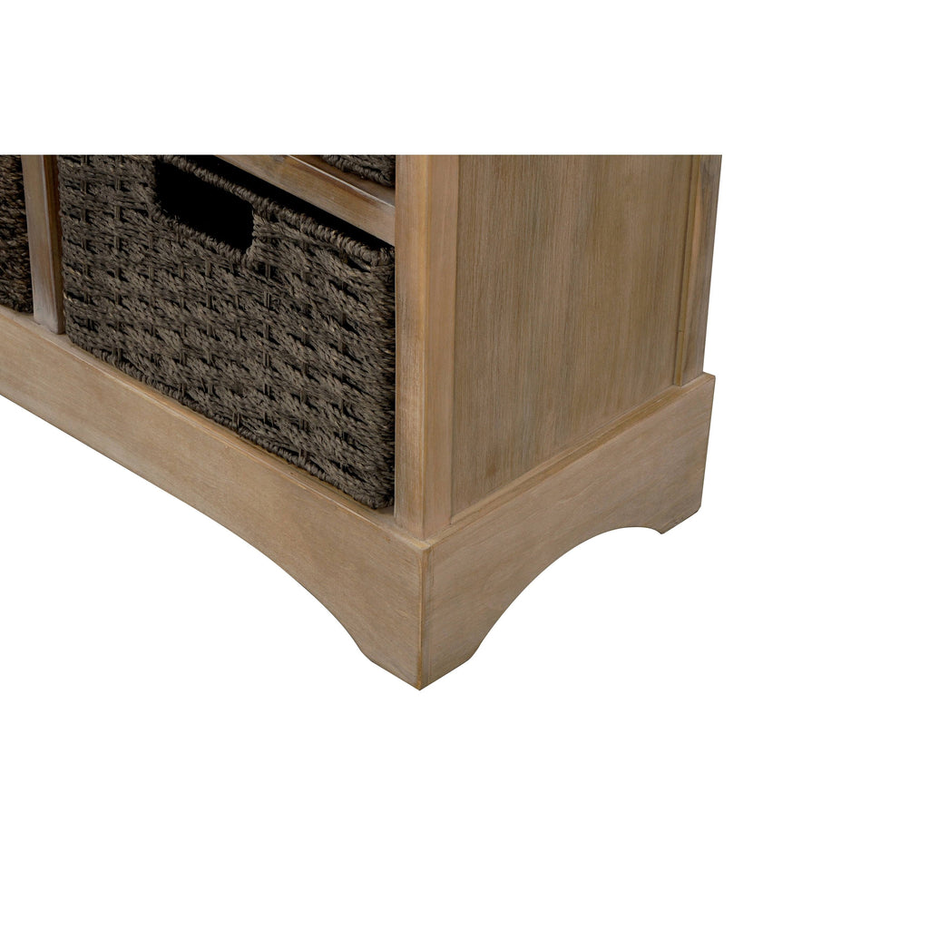 Rustic Storage Cabinet with 2 Drawers and 4 Fabric Basket R4540