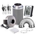 8 inch 750 CFM Inline Fan Carbon Filter 25 Feet Ducting Combo with Humidity Monitor, Grey O599697