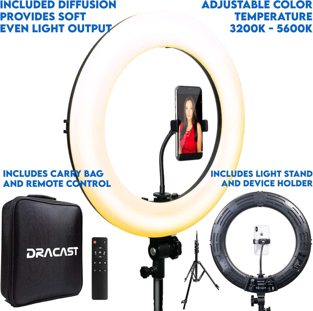 18 Dimmable Bi-Color LED Ring Light Kit with Light Stand K35478
