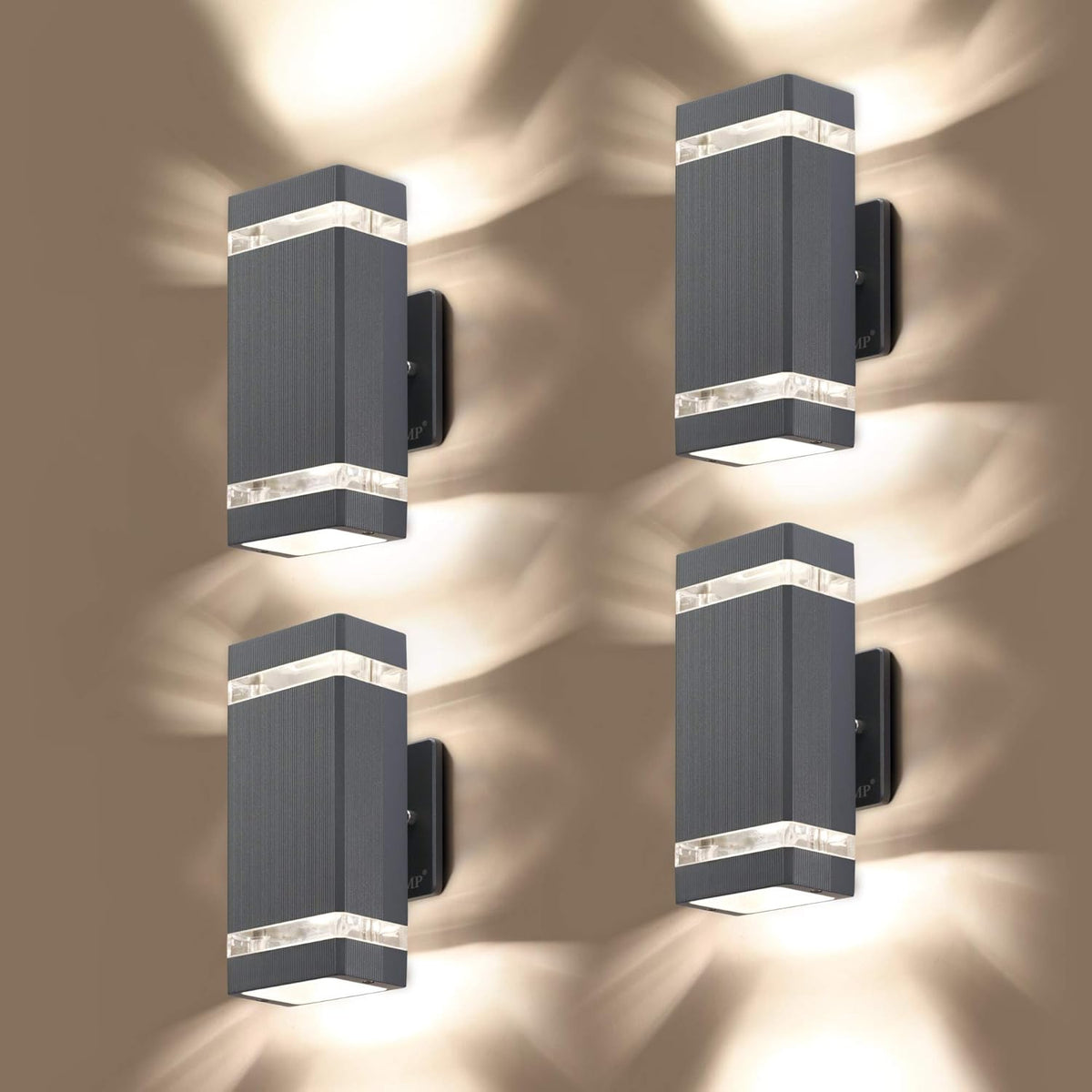 2 Pack LED Square Up and Down Outdoor Wall Light Aluminum Waterproof 3000k 5W O845556
