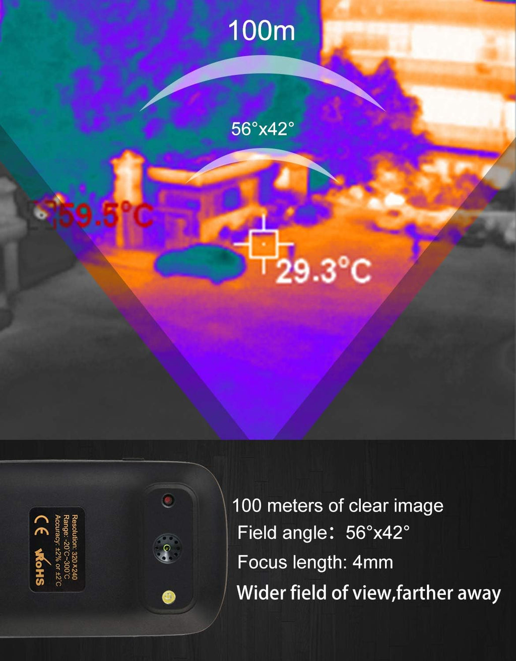 320 x 240 IR Resolution Thermal Camera with 76800 Pixels S4801