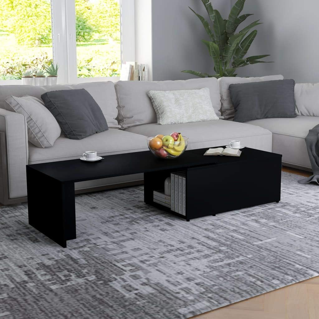Coffee Table with Storage Cabinet Chipboard Side Table Concrete Gray U303291