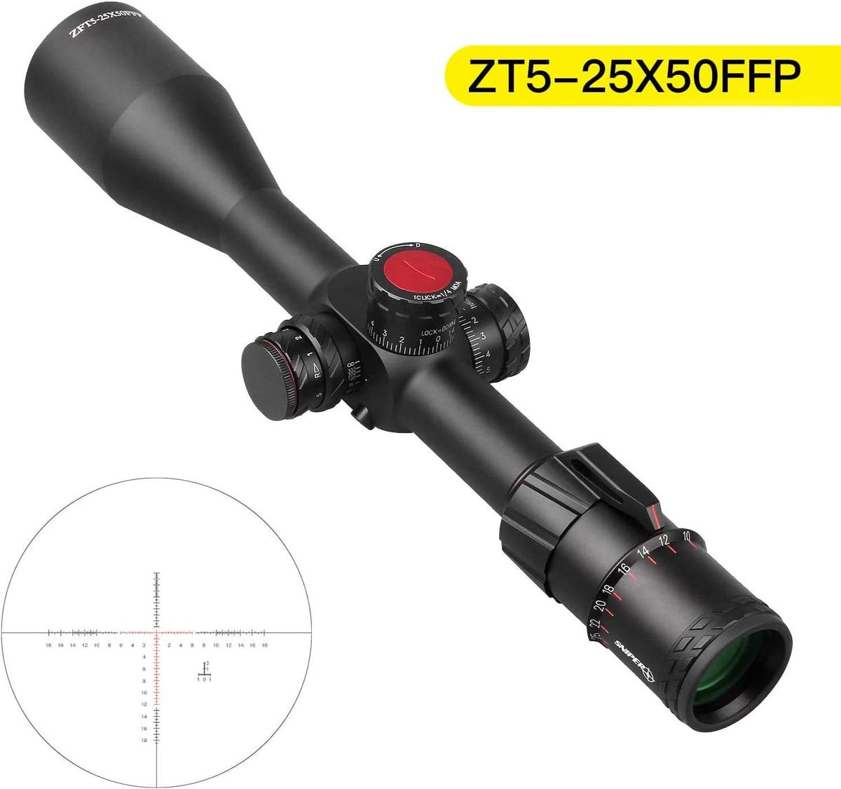 5-25x50 FFP First Focal Plane Scope with Red/Green Illuminated Reticle J8432