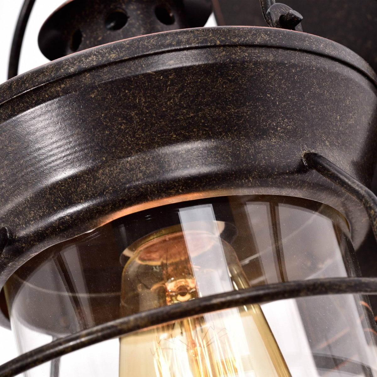 1-Light Oil Rubbed Bronze Outdoor Wall Lantern Sconce with Clear Glass V257