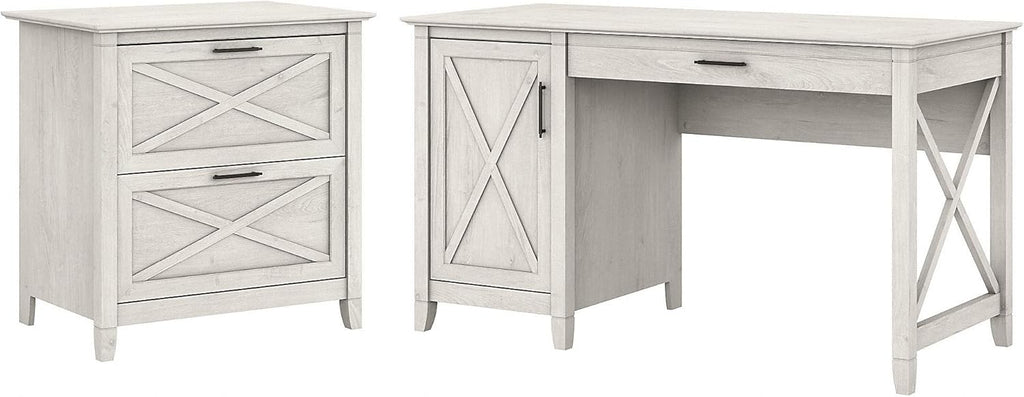 Dark Gray Hickory Computer Desk with Storage and 2 Drawer File Cabinet V373345