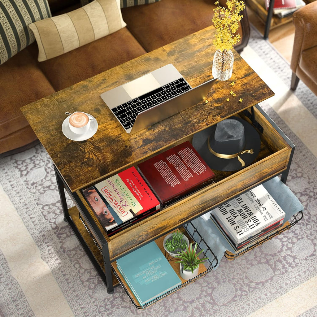 Lift Top Coffee Table with Storage Shelf X418369