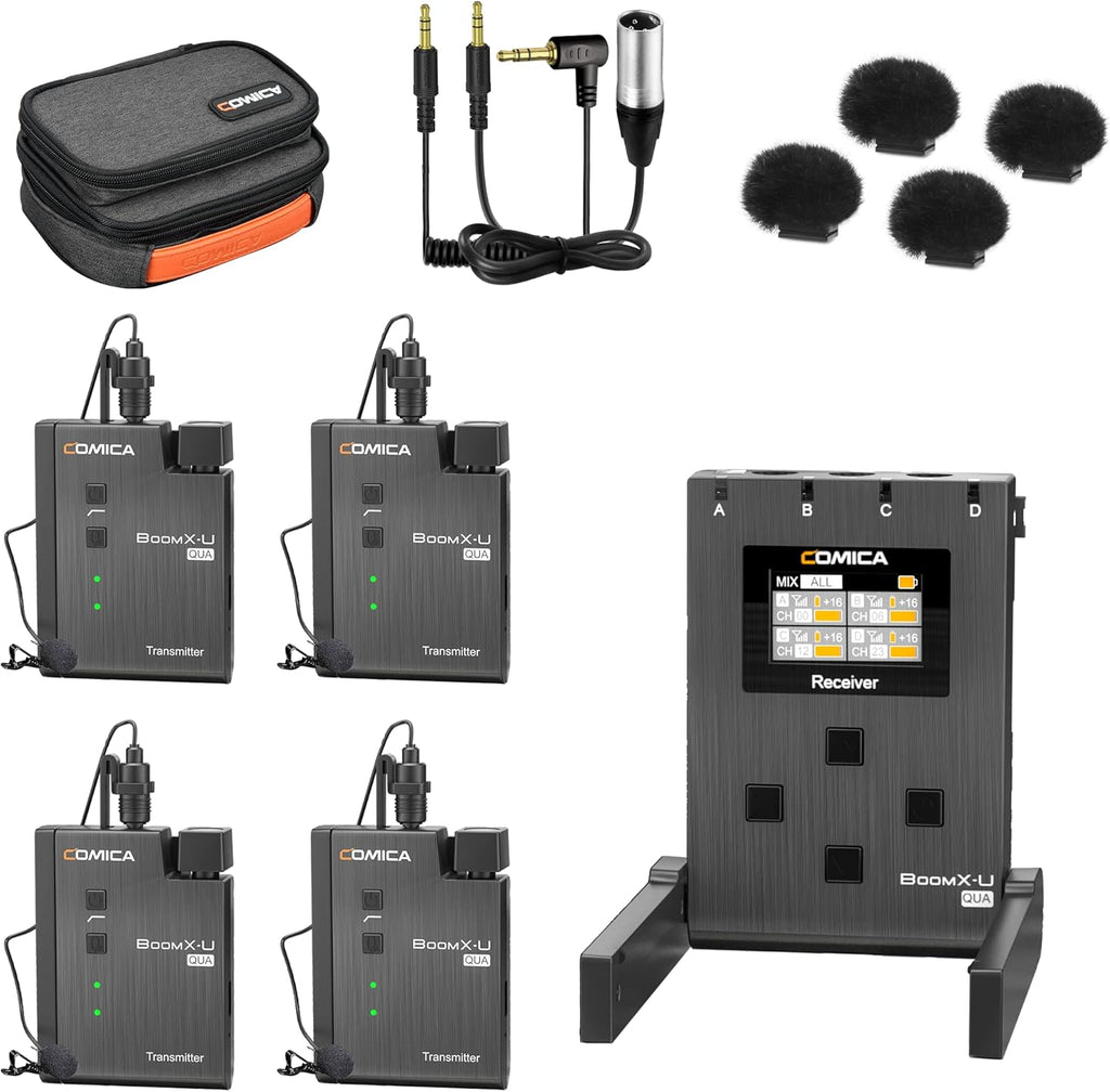 UHF Wireless Lavalier Microphone with 4 Transmitters and 1 Receiver Z6029