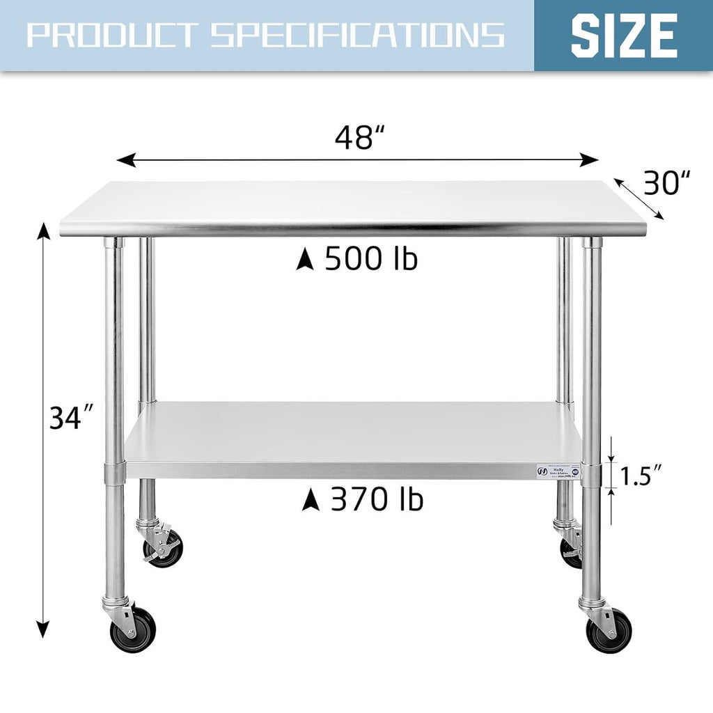 Stainless Steel Table 24 x 30 Inches with Caster Wheels E7872