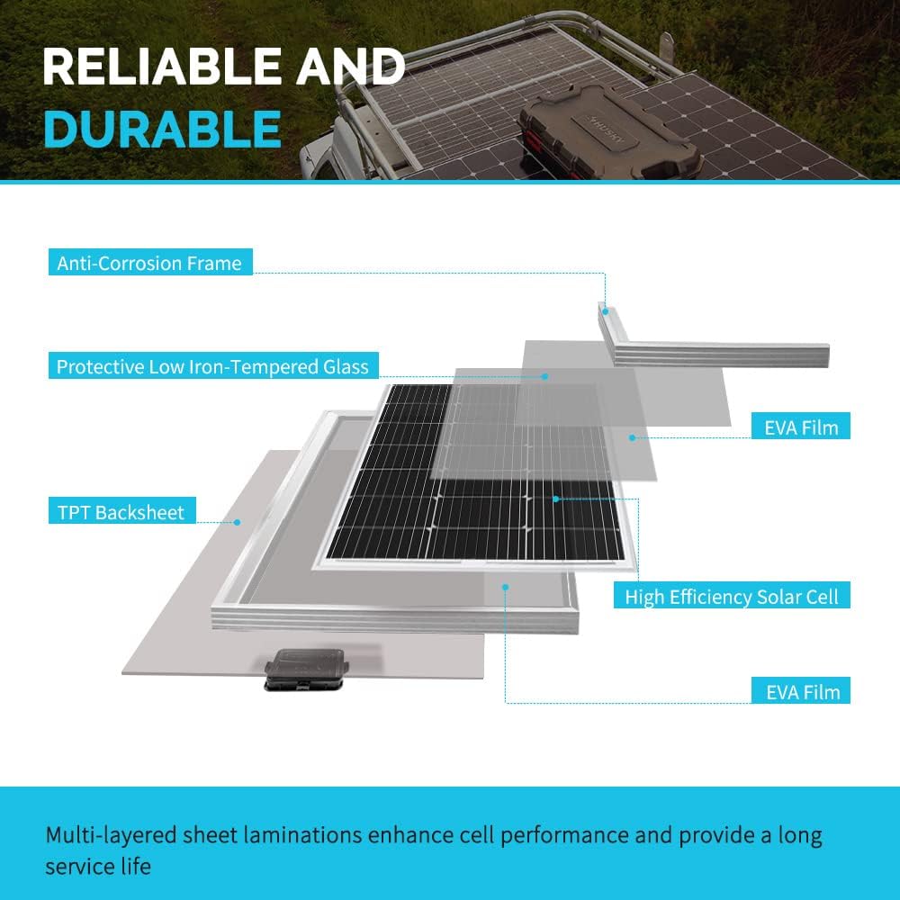 100 Watts 12 Volts Monocrystalline Solar RV Kit with 30A PWM Charge Controller B363002