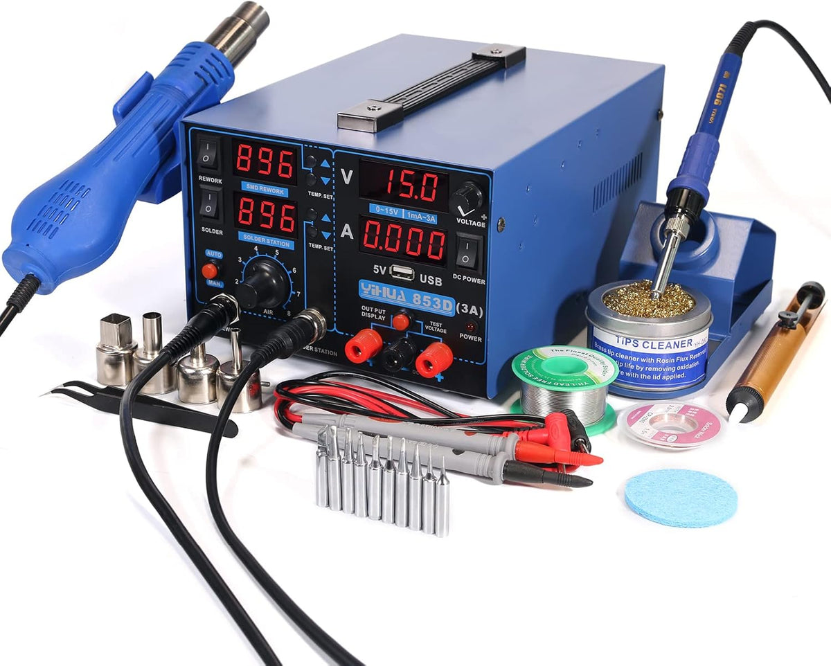 3 Tools Soldering Hot Air Rework Station and Power Supply H287