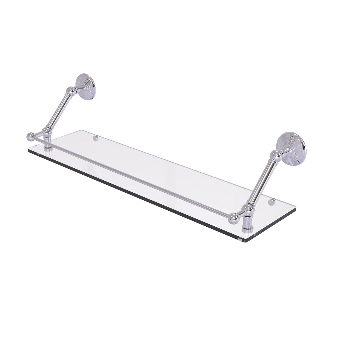 Polished Chrome 30 inch Floating Glass Shelf with Gallery Rail N4582
