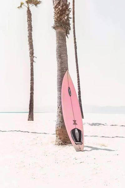Pink Surf Board Photograph Print White Framed Canvas 26x22 H584255