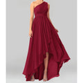 A-Line One-Shoulder Asymmetrical Chiffon Bridesmaid Dress V93913