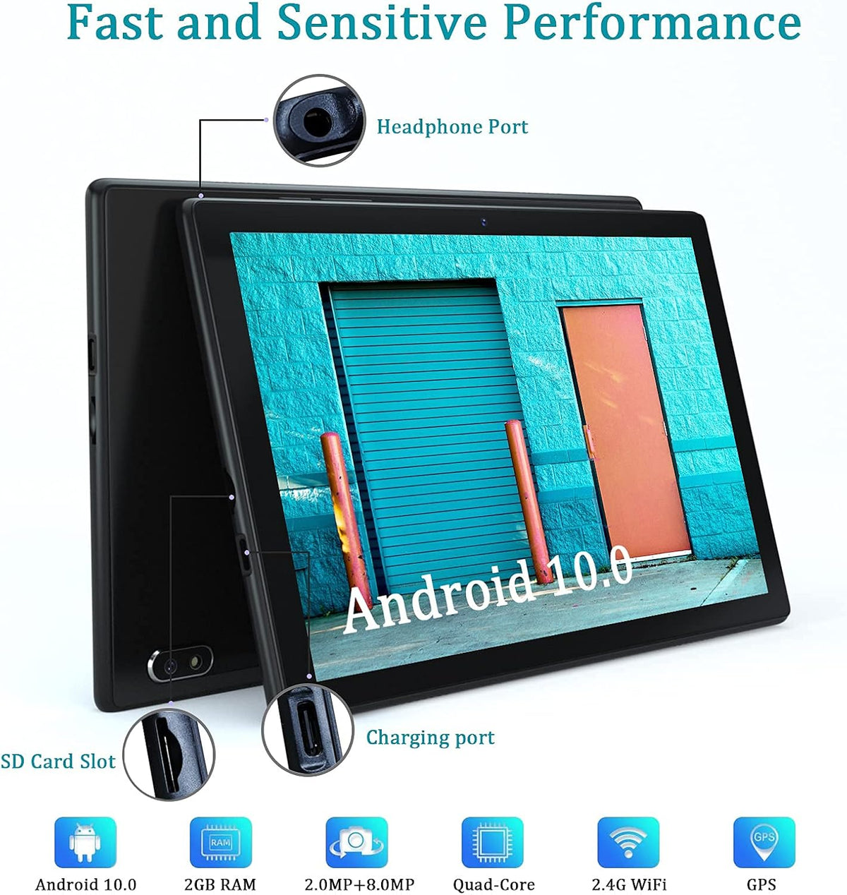 10 inch Android Tablet 32GB Black Z38657