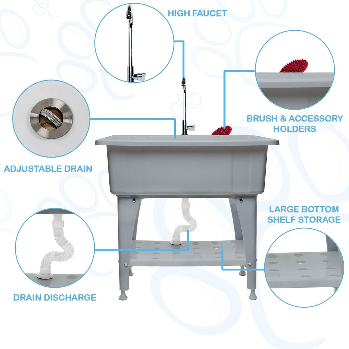 Portable Dog Bathing Station with Removable Shelf L60016