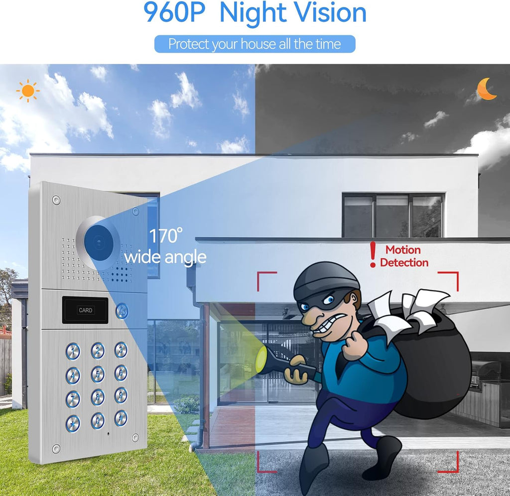 7 Inch Wired Video Doorbell 960P Camera IP65 Waterproof P23620