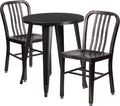 24'' Round Black-Antique Gold Metal Table Set with 2 Chairs O1119