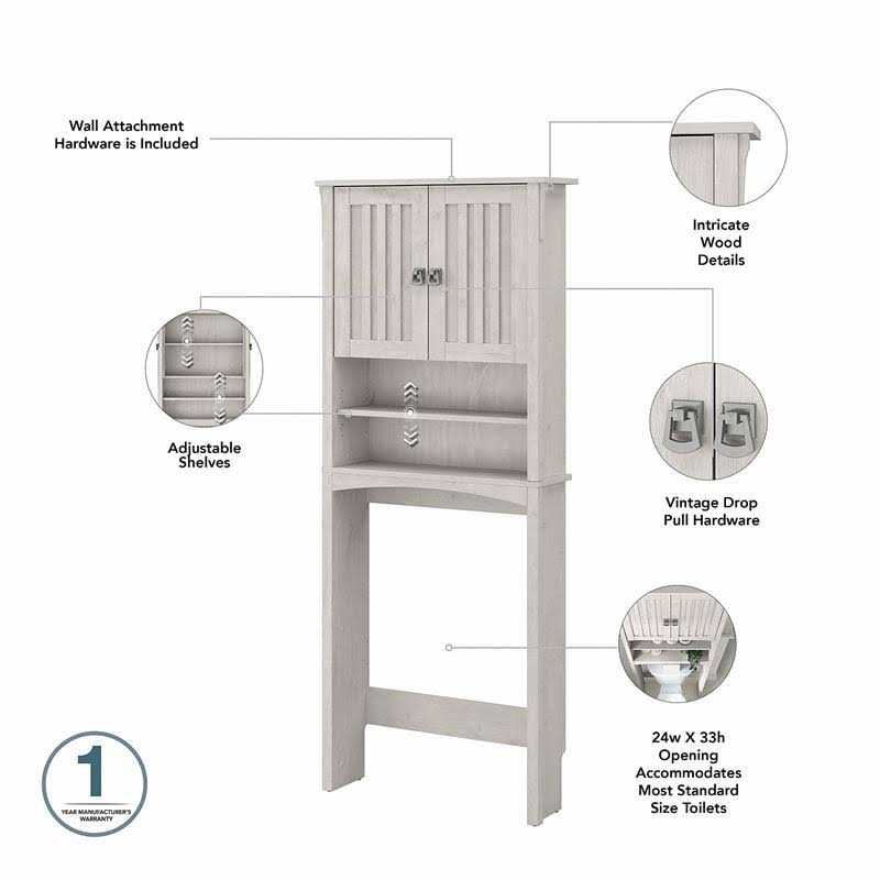 Linen White Oak Tall Cabinet and Over The Toilet Storage Cabinet H1931